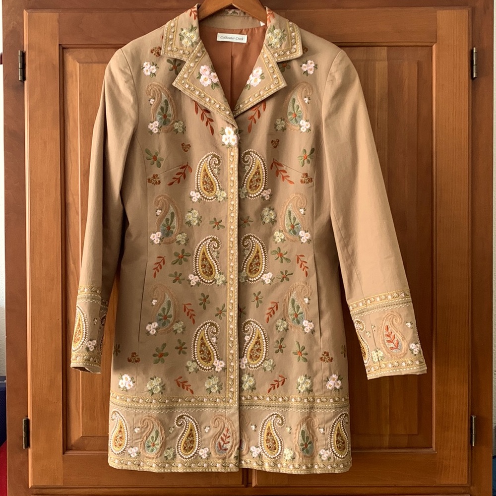 Coldwater Creek Embroidered Car Coat